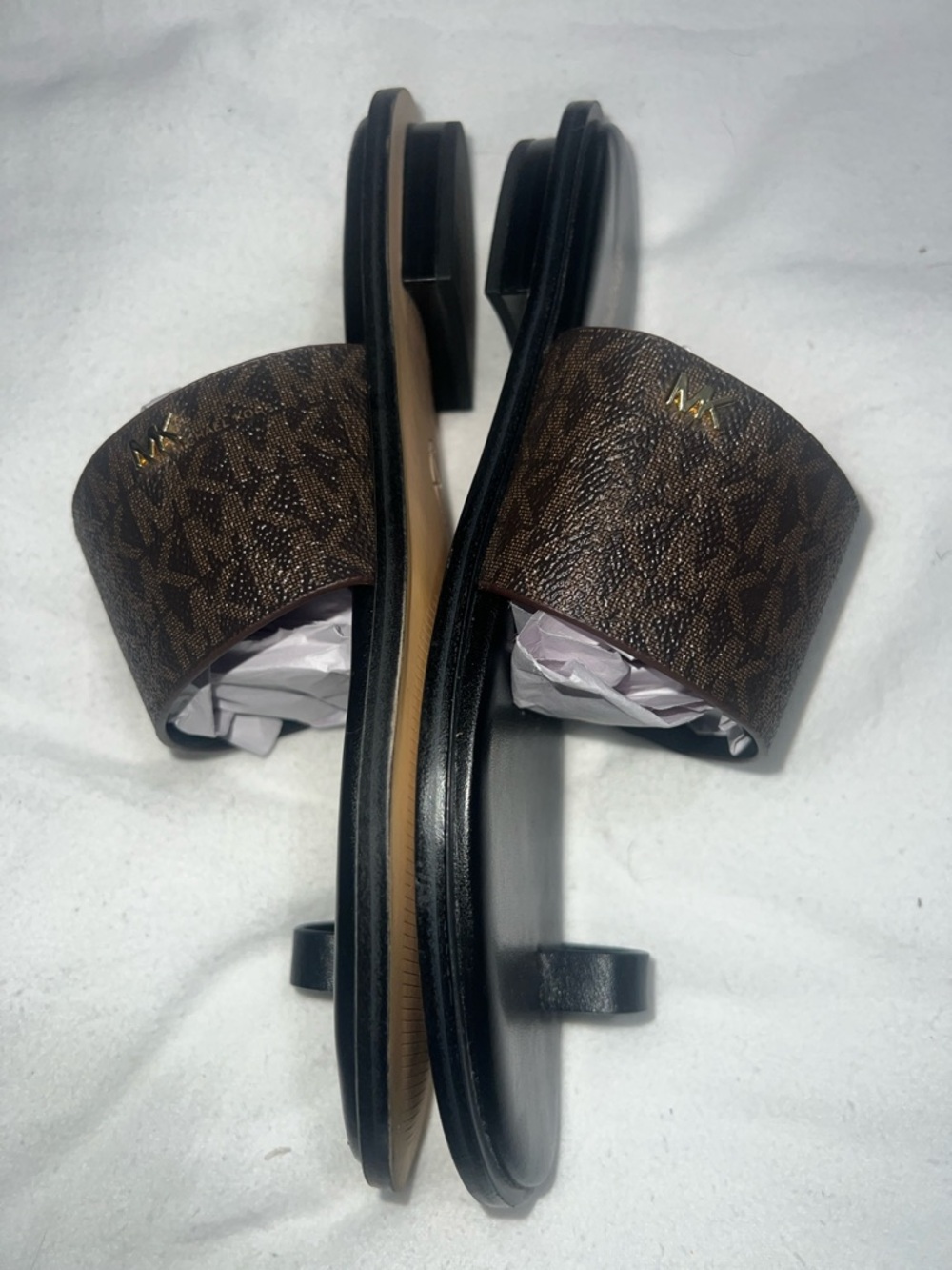 MICHAEL Michael Kors August Flat Sandals- Brown/ Black Logo - Picture 3 of 11